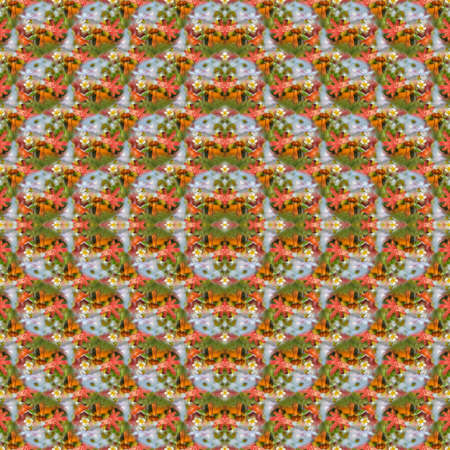 Colorful seamless autumn background with small mushroom mushrooms. Art design