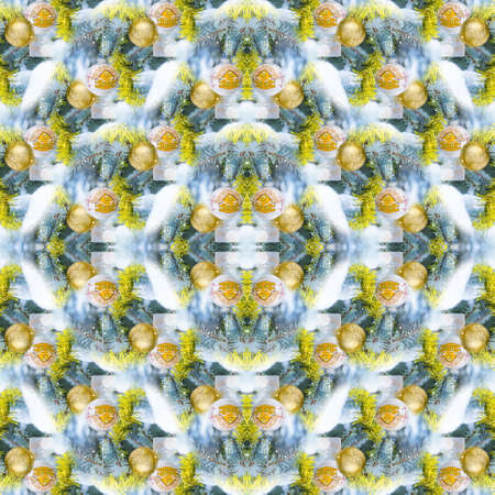 Seamless Christmas pattern with decorated fir branchesの写真素材