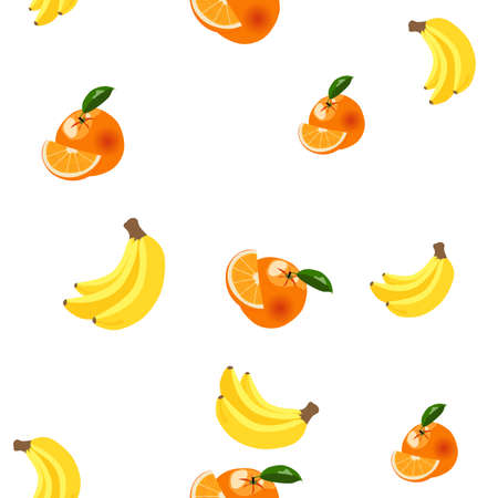 Background with bananas and oranges Ideal for printing.のイラスト素材