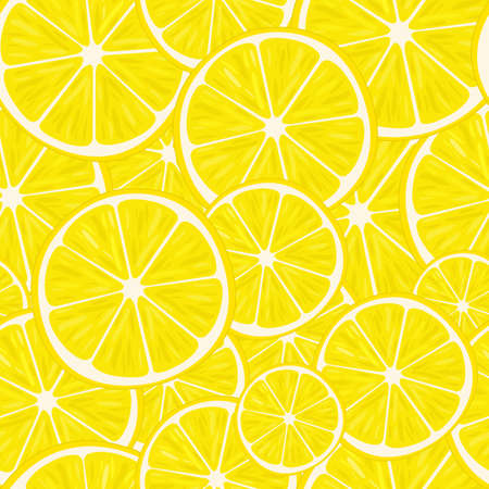 Seamless pattern of lemon slices. Fruit collection. Vector background.のイラスト素材