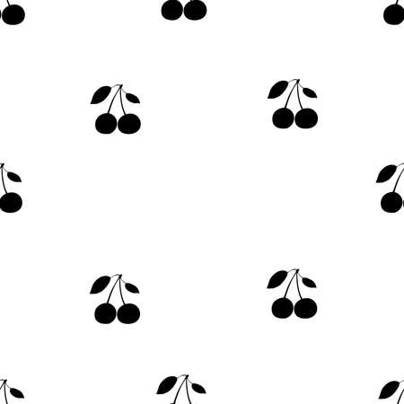 Seamless pattern with black small silhouette of cherry