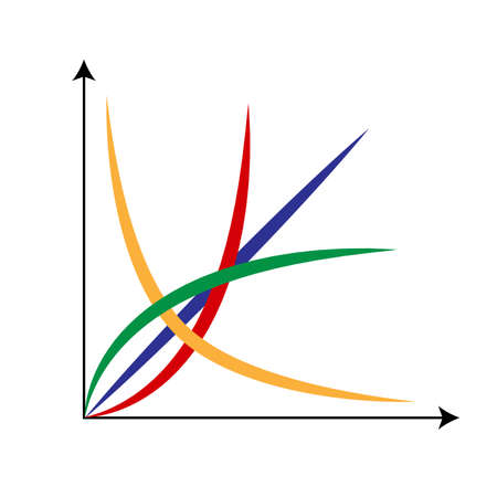 Cartesian Coordinate System With Red, Blue, Green and Yellow Lines.のイラスト素材