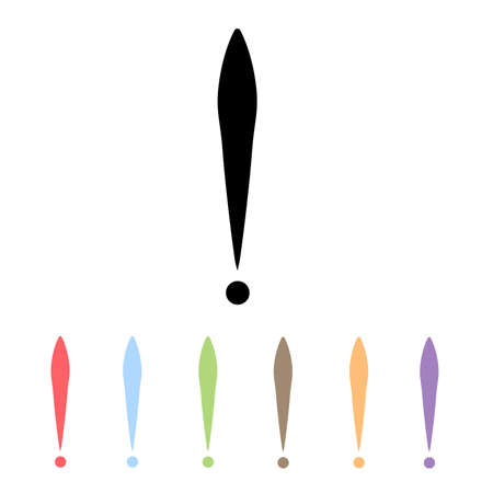 Set of black and colour exclamation mark icon. Vector illustrationのイラスト素材
