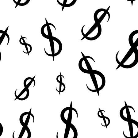 Black dollar money different sizes. Seamless pattern. Vector illustrationのイラスト素材