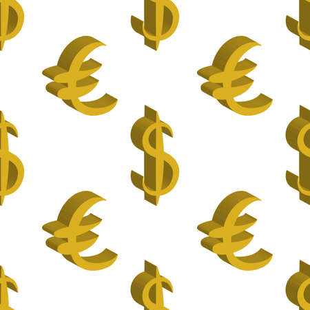 Gold dollar and euro money. Seamless pattern. Vector illustrationのイラスト素材