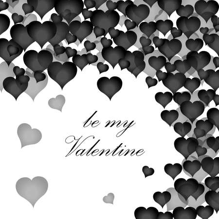 Be my Valentine postcard with many black hearts. Valentine's day. White background. Vectorのイラスト素材