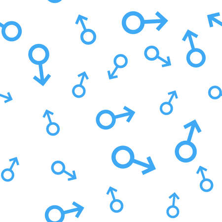 Seamless pattern with the male symbols. Male small signs different sizes. Gender icons. Vectorのイラスト素材