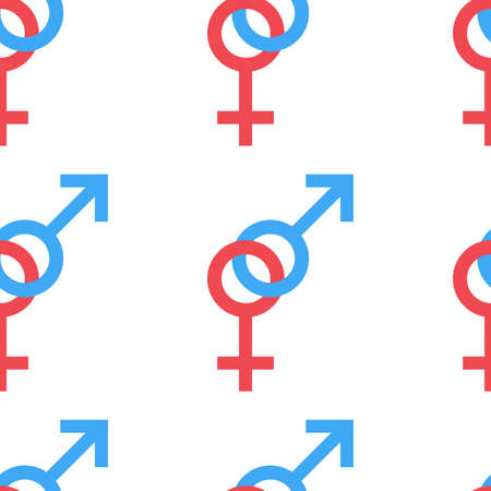 Seamless pattern. Female and male romantic collection. Female and male signs. Gender icons. Vectorのイラスト素材