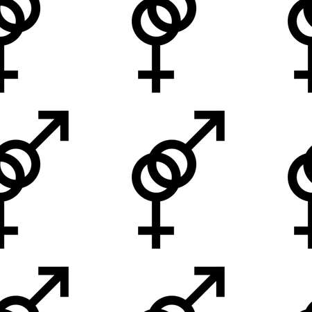 Seamless pattern. Female and male romantic collection. Female and male black signs. Gender icons. Vectorのイラスト素材