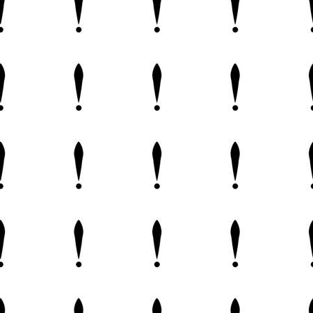 Seamless pattern of exclamation marks colored black white background. Same sizes. Vectorのイラスト素材