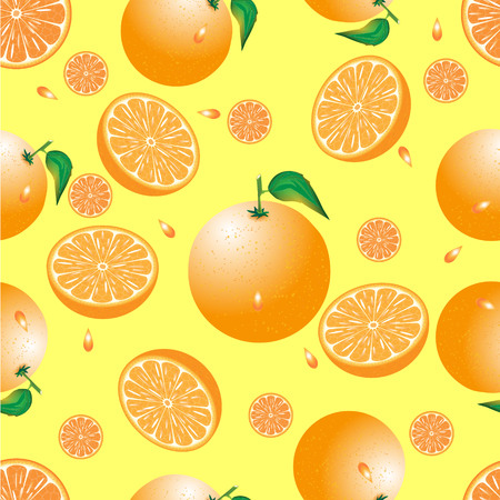 seamless pattern of orange on a yellow backgroundのイラスト素材