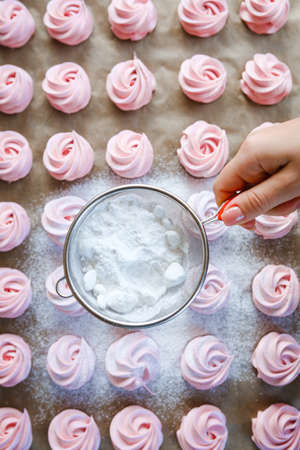 The recipe for home-made Russian marshmallows (Zephyr). Airy sweets at home.の写真素材