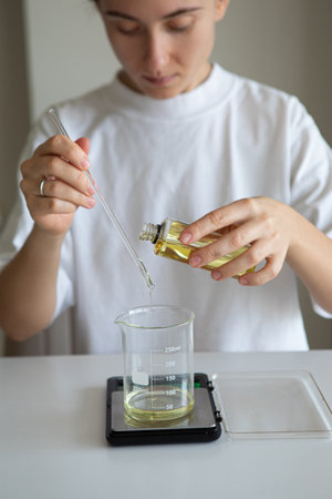 The process of making cosmetics at home.の写真素材
