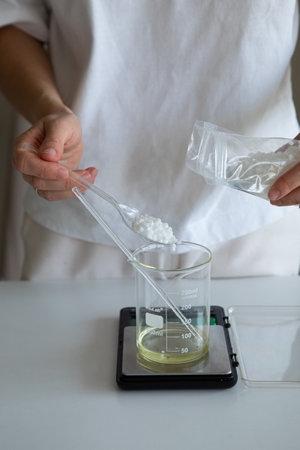 The process of making cosmetics at home.の写真素材