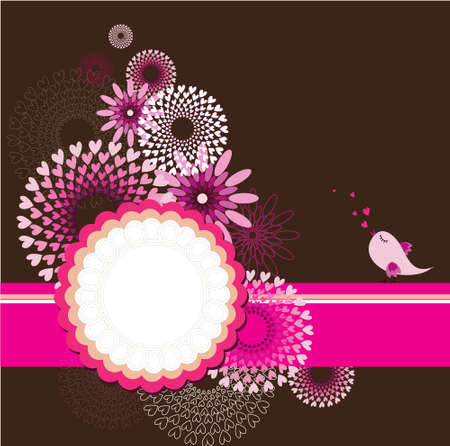 greeting card template with floral backgroundのイラスト素材