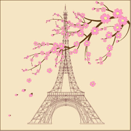 Vector illustration of Eiffel towerのイラスト素材