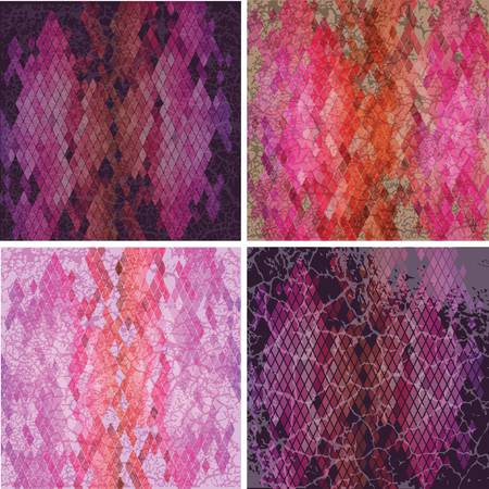 Set of four abstract background with geometric shapes. Triangle colorful mosaic backdrop.のイラスト素材