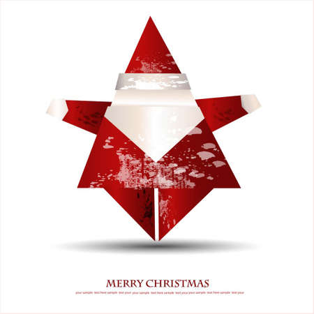 Merry christmas greeting card - illustration with Santa claus in origami styleのイラスト素材
