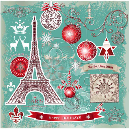 Set of vector Merry Christmasのイラスト素材