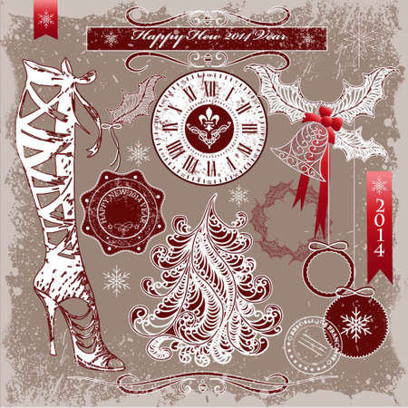 Set of vector Merry Christmasのイラスト素材