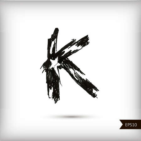 Calligraphic watercolor letter Kのイラスト素材