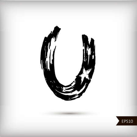 Calligraphic watercolor letter Uのイラスト素材