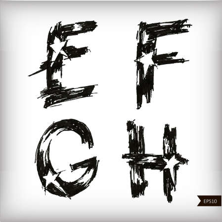 Set of Calligraphic watercolor letters. Vector illustrationのイラスト素材