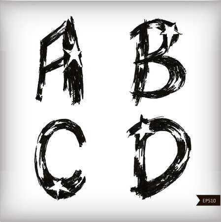 Set of Calligraphic watercolor letters. Vector illustrationのイラスト素材