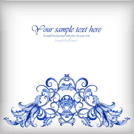 Watercolor blue vector background with place for your text.Gzhel detailsのイラスト素材