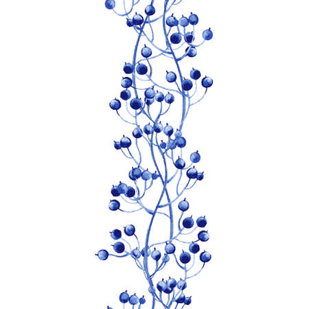 Blue floral watercolor texture pattern with flowers.のイラスト素材