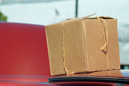 A box on the top of the carの写真素材