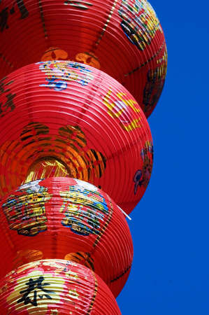 Chinese holiday decoration against the blue skyの写真素材
