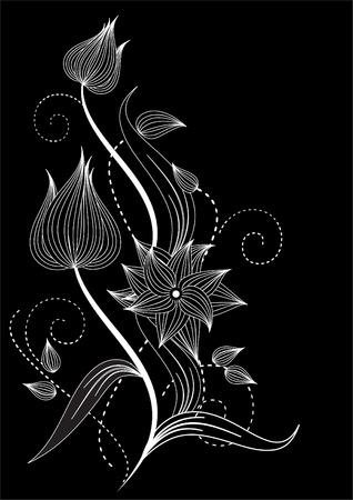 decorative branch with tulip vector illustrationのイラスト素材