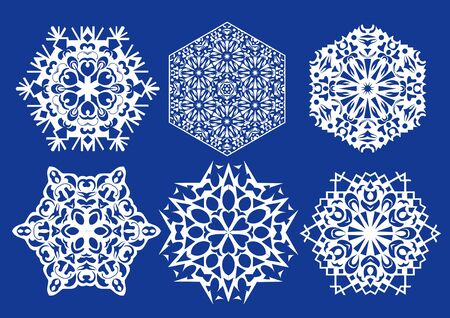 set of 6 smart snowflakesのイラスト素材