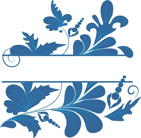 blue  floral banner for textのイラスト素材