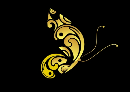 Stylized butterfly on black backgroundのイラスト素材