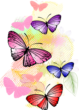Floral abstract background with butterfliesのイラスト素材
