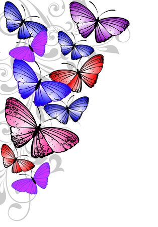 Floral abstract background with butterflies のイラスト素材