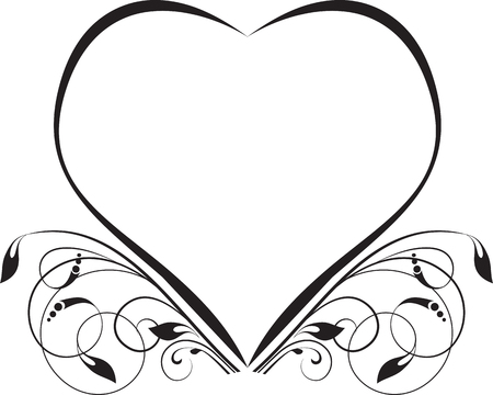 Abstract floral background  Vector heart with flower のイラスト素材