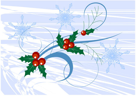 Illustration of a holly berries on abstract backgroundのイラスト素材
