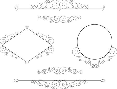 Set of decorative calligraphic elements for editable and design.のイラスト素材