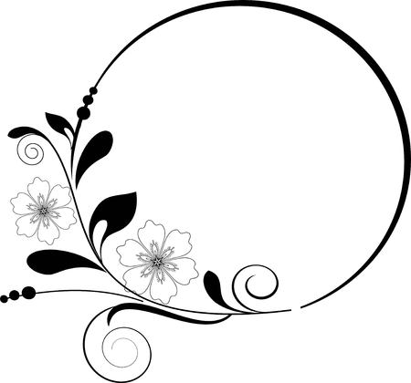 Round frame with decorative branch.のイラスト素材