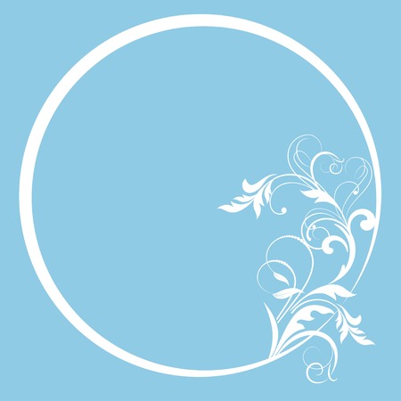 Round frame with decorative branch. Vector illustration.のイラスト素材