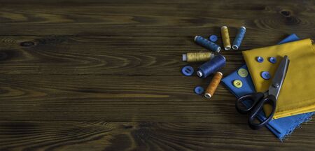 Set for needlework, sewing supplies. Sewing items.
