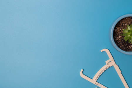 Close up of a tame measurement and body fat caliper.の写真素材