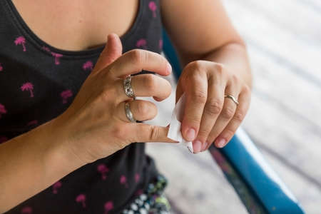 removing the enamel. the nail polish removerの写真素材