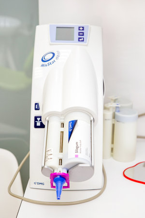 .Moscow, Russia - 9th Matra 2021: Medical equipment in the dental office.のeditorial素材