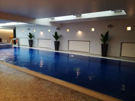 Moscow, Russia - February 14, 2021: Indoor indoor pool in the hotel.のeditorial素材