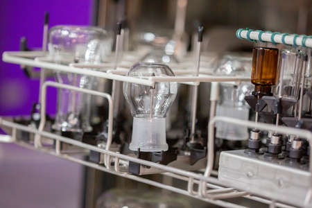 Moscow, Russia - 14 April 2021: Dishwasher for Laboratory Research Scientific Glassware at the exhibition standsのeditorial素材