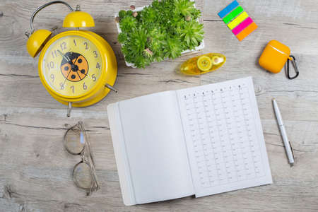 Planning working week concept, plan, checklist, to do list idea. Top view, flat lay, copy space with...